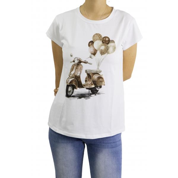 t shirt con vespa e palloncini 